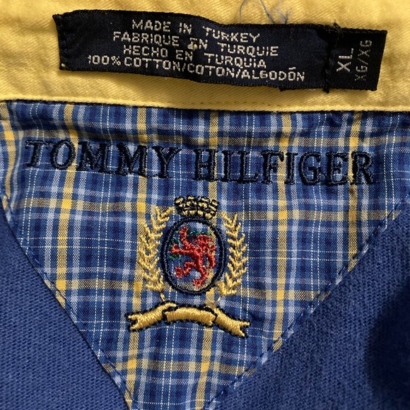 Tommy Hilfiger Vintage Polo Shirt Long Sleeve Yellow, Blue and White Men’s XL - Picture 7 of 7